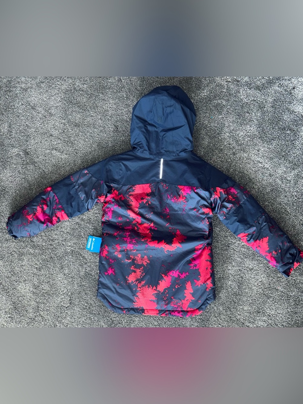 Columbia Navy Jacket with Bright Pink Print Hooded Shell | NWT * - Picture 5 of 16